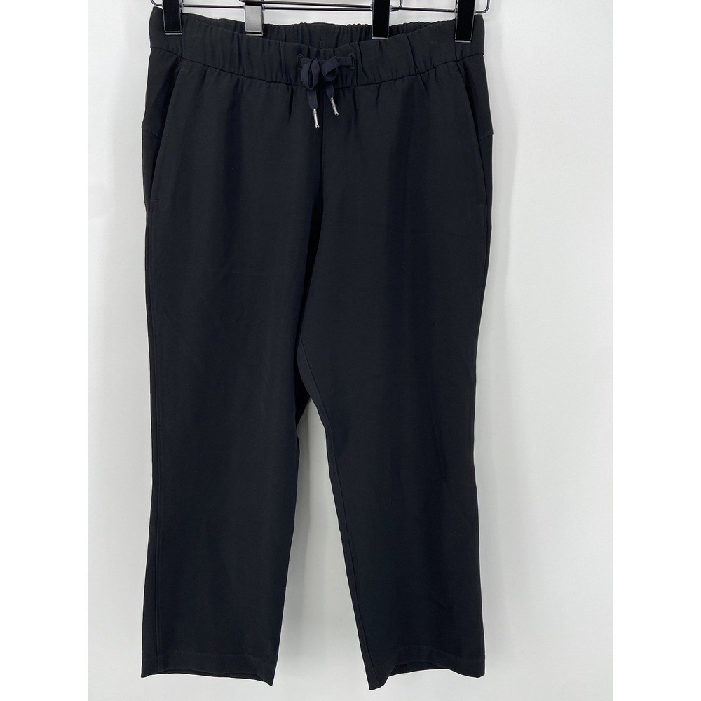 Lululemon‎ Pants Womens 8 Black On The Fly Crop Drawstring LW6AVMS Yoga Gym Walk